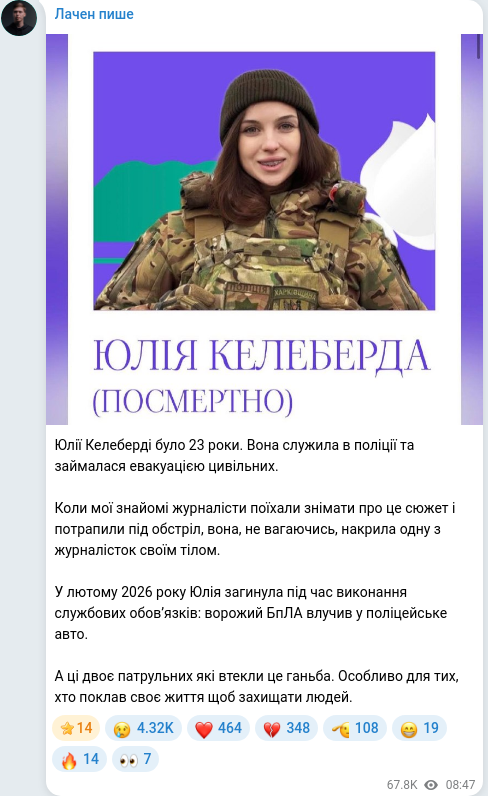 Telegram publication screenshot