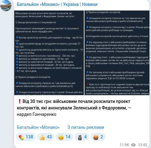 Telegram publication screenshot