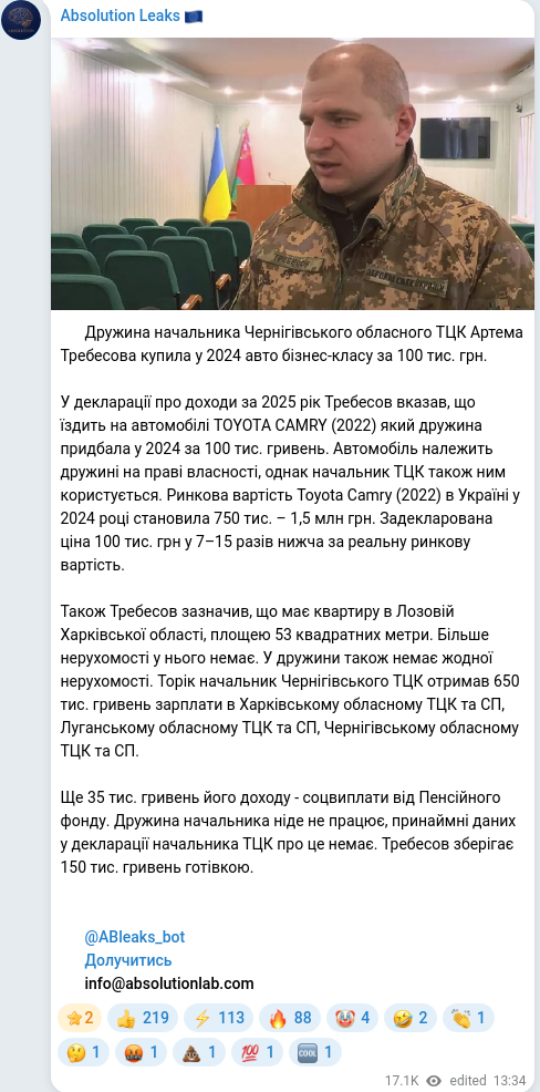 Telegram publication screenshot