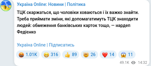 Telegram publication screenshot