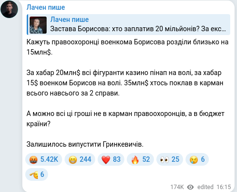 Telegram publication screenshot