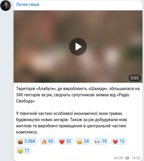 Telegram publication screenshot