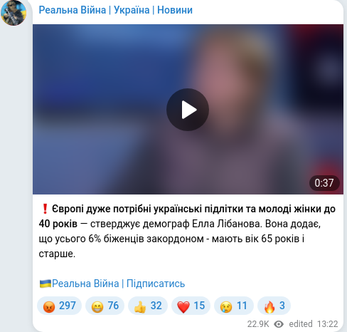 Telegram publication screenshot