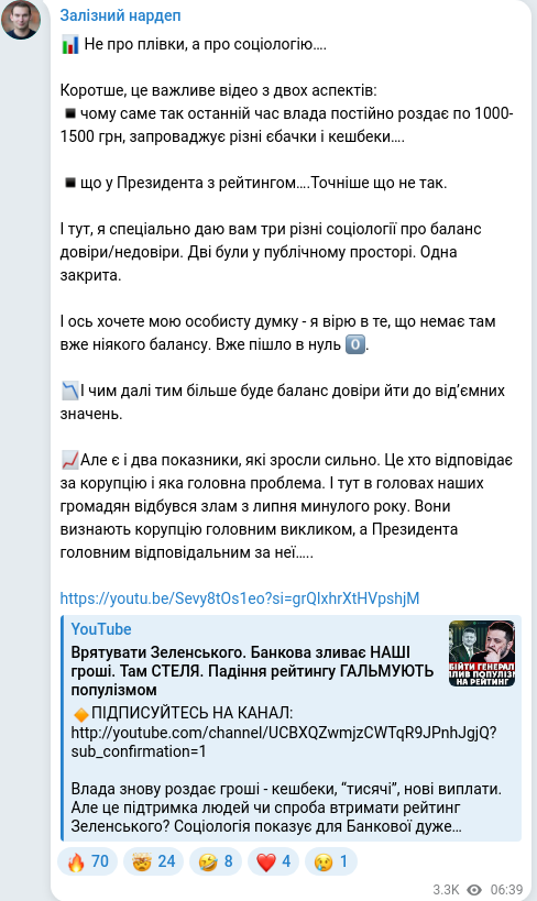 Telegram publication screenshot