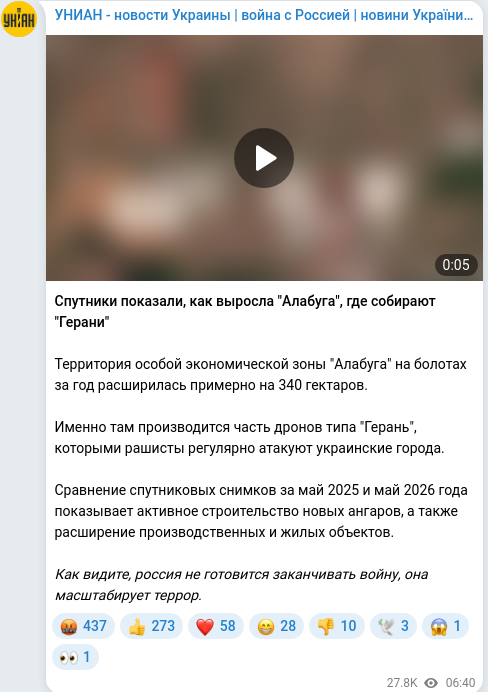 Telegram publication screenshot