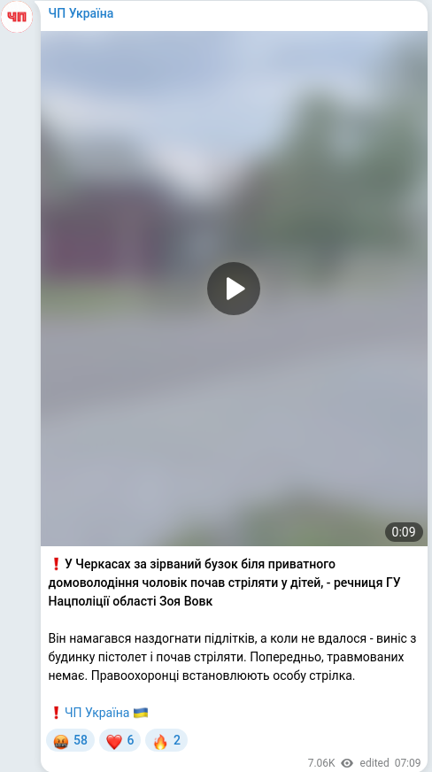 Telegram publication screenshot
