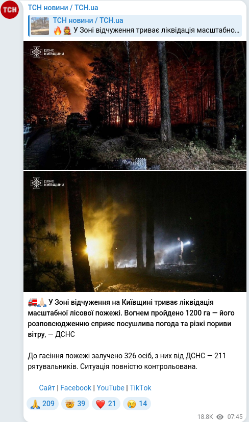 Telegram publication screenshot