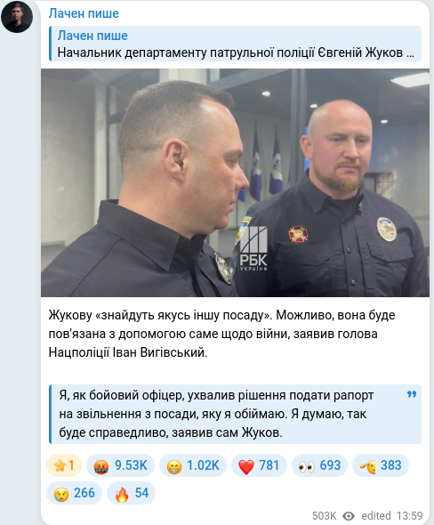 Telegram publication screenshot