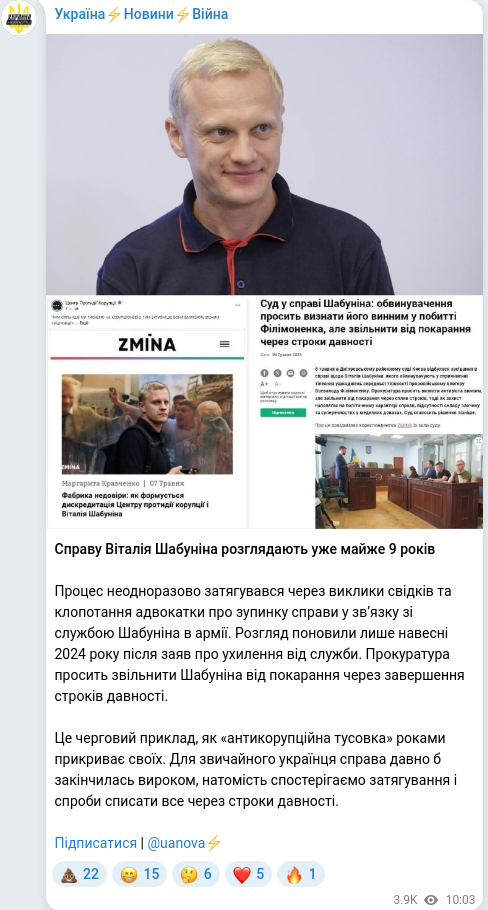 Telegram publication screenshot