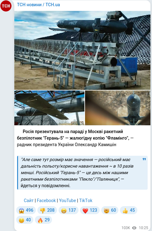 Telegram publication screenshot