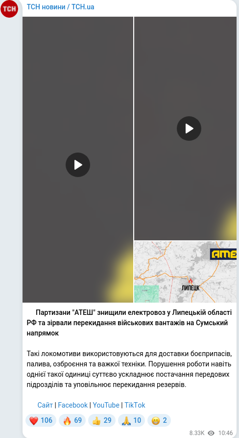 Telegram publication screenshot