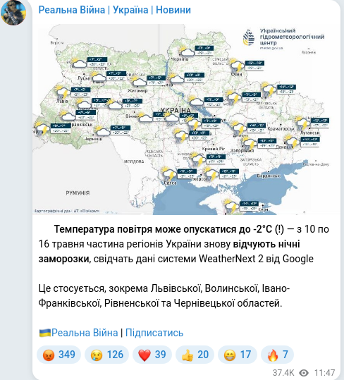 Telegram publication screenshot