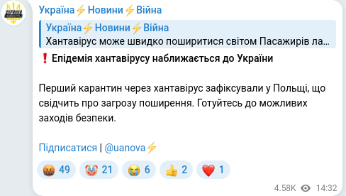 Telegram publication screenshot