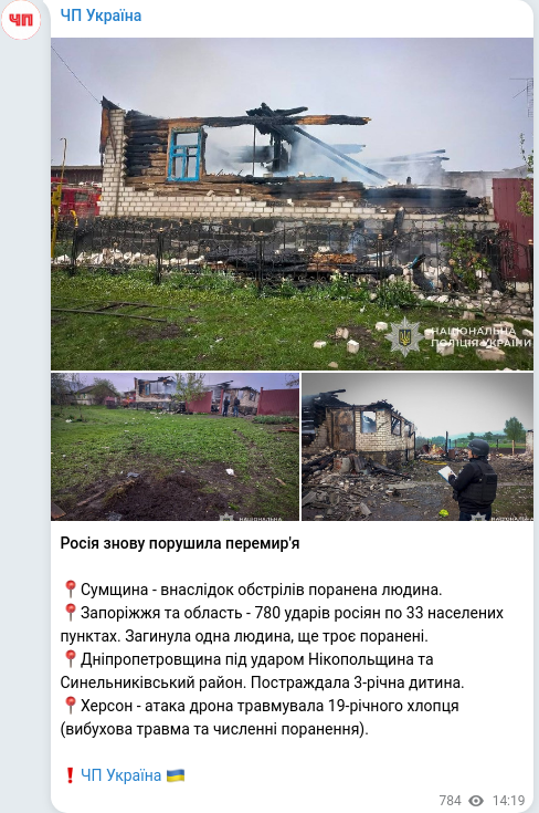 Telegram publication screenshot