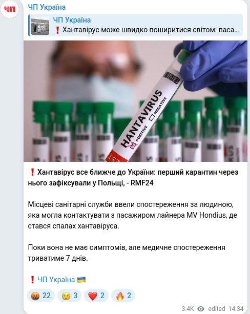 Telegram publication screenshot