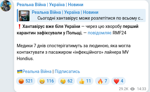 Telegram publication screenshot