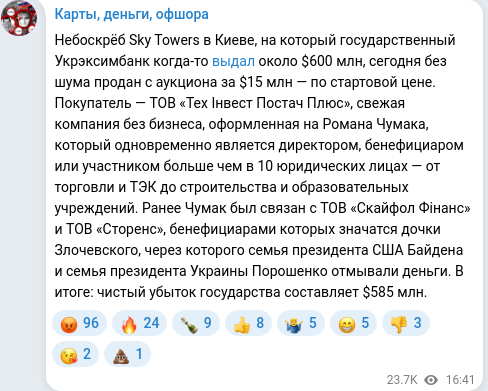 Telegram publication screenshot