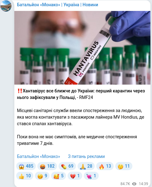 Telegram publication screenshot