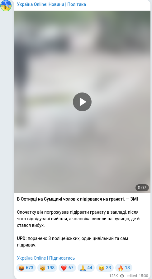 Telegram publication screenshot