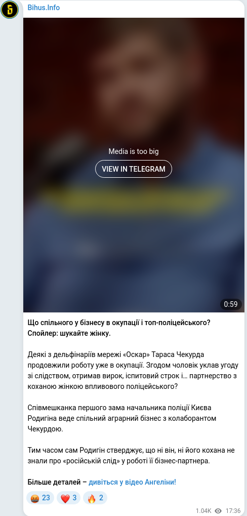 Telegram publication screenshot
