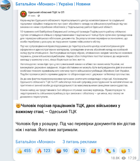 Telegram publication screenshot