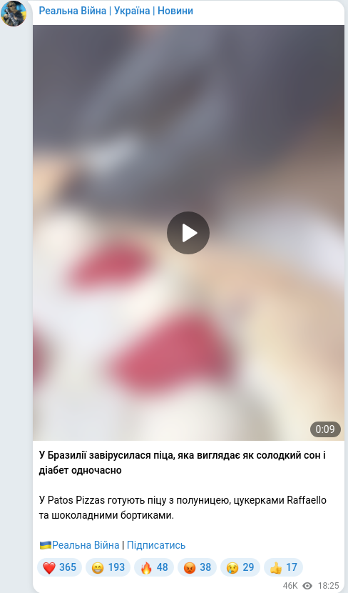 Telegram publication screenshot