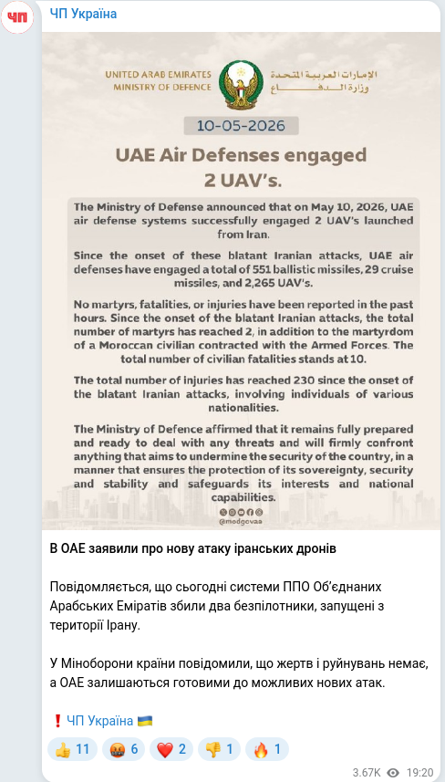 Telegram publication screenshot