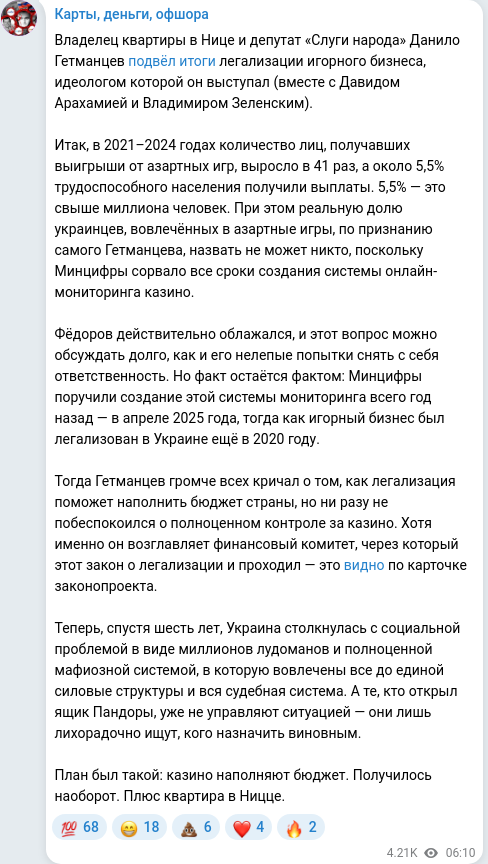 Telegram publication screenshot