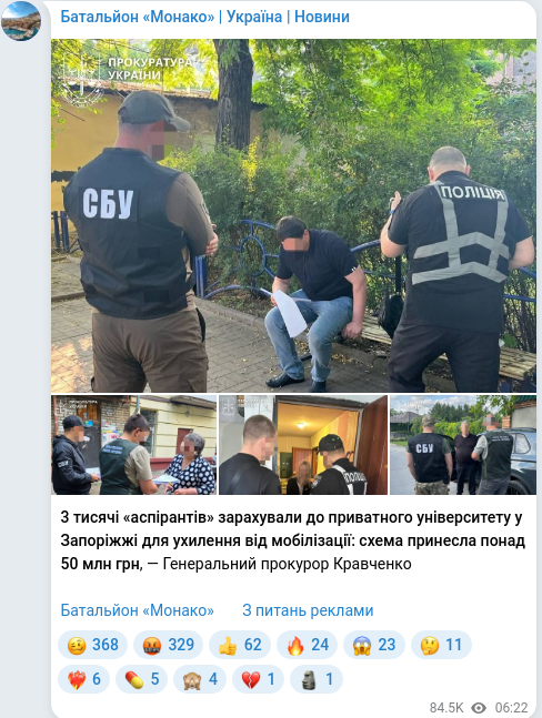 Telegram publication screenshot