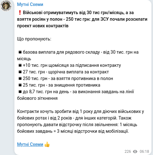 Telegram publication screenshot