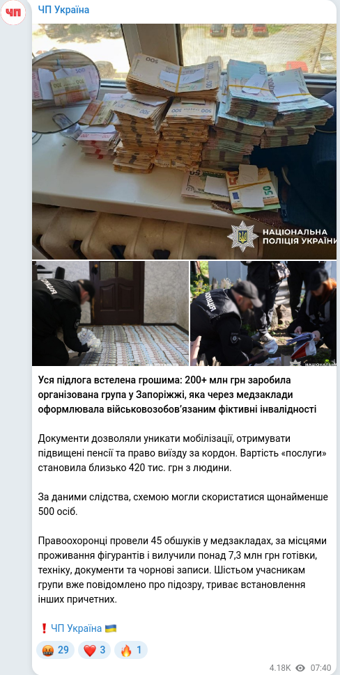Telegram publication screenshot