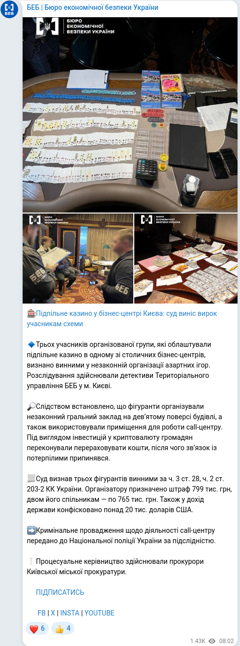 Telegram publication screenshot