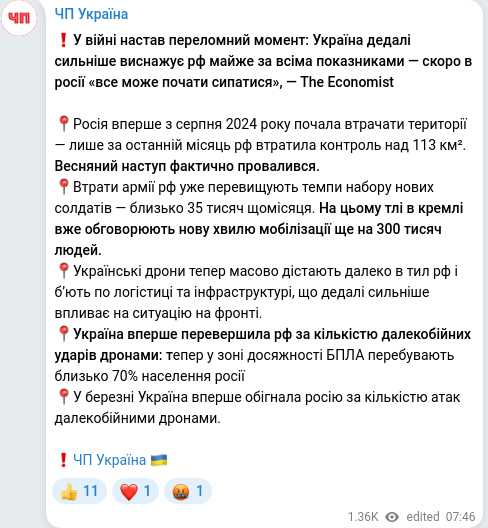 Telegram publication screenshot