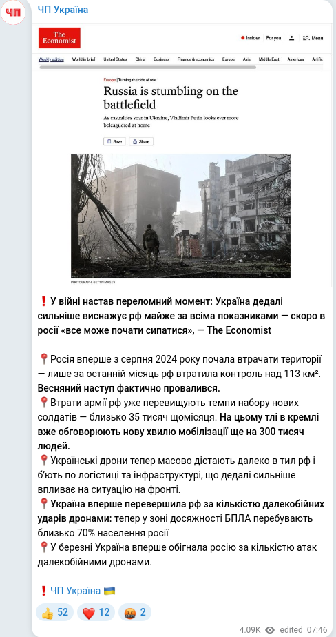 Telegram publication screenshot