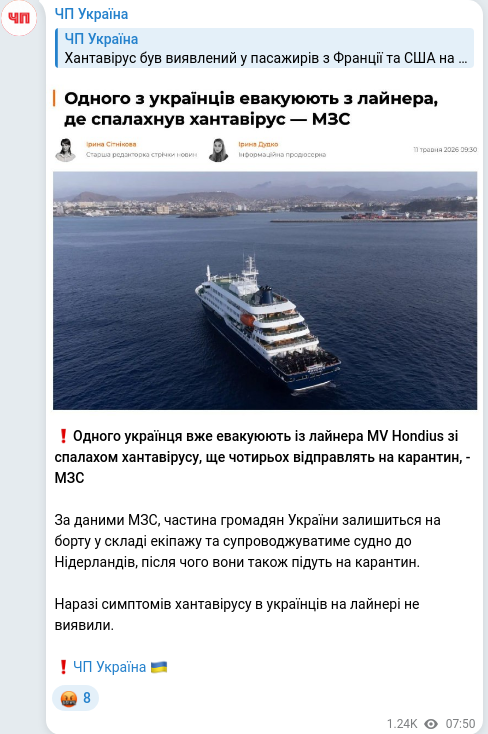 Telegram publication screenshot