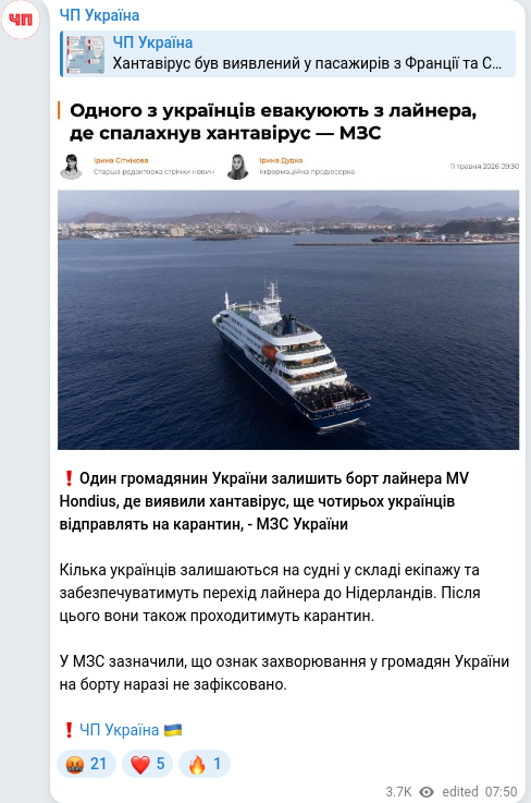 Telegram publication screenshot