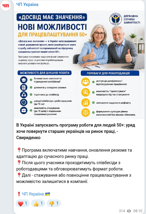 Telegram publication screenshot