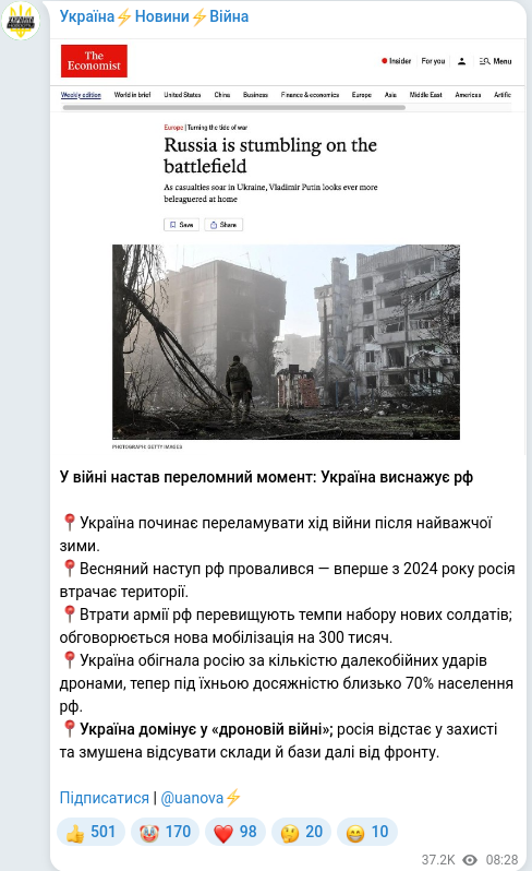 Telegram publication screenshot