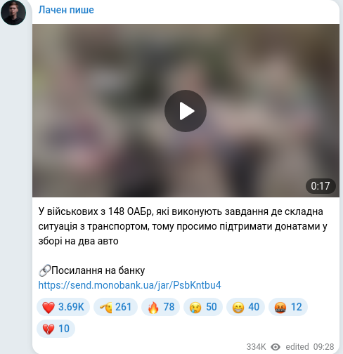 Telegram publication screenshot