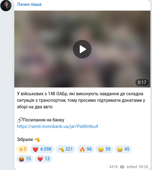 Telegram publication screenshot