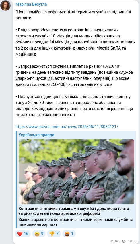 Telegram publication screenshot
