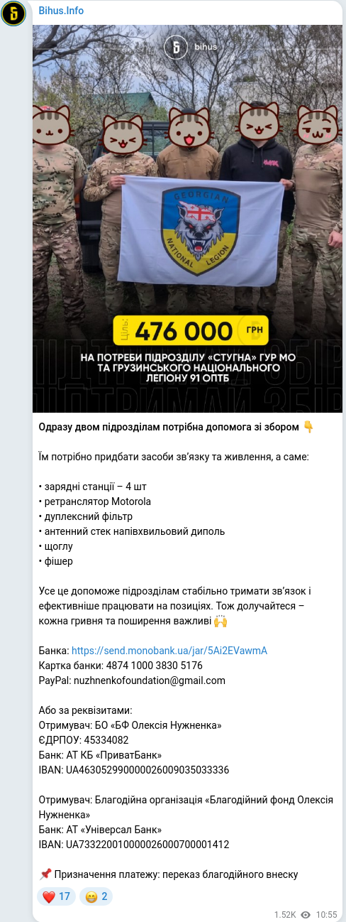 Telegram publication screenshot