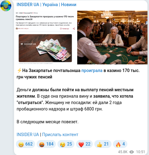 Telegram publication screenshot