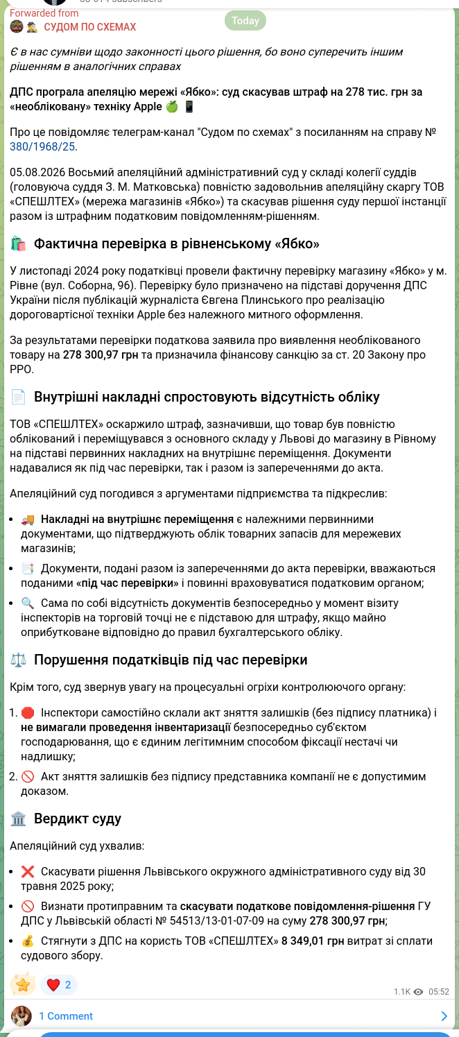 Screenshot of a Telegram post: Брудні Ігри