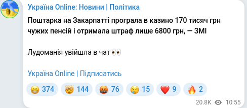 Telegram publication screenshot