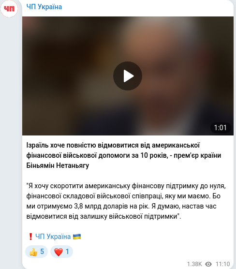 Telegram publication screenshot