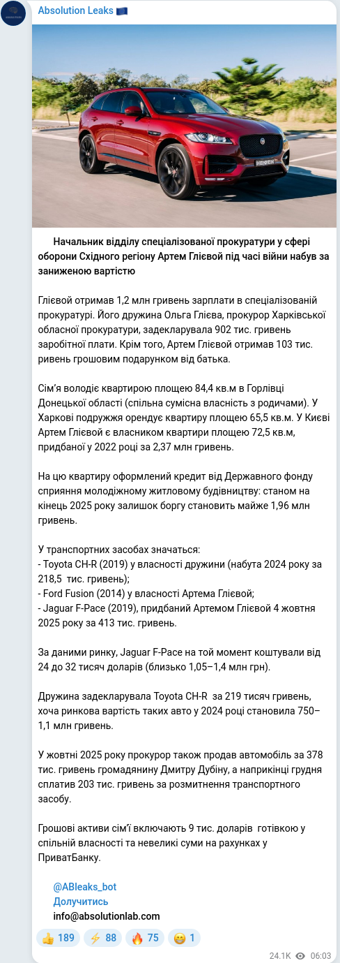 Telegram publication screenshot