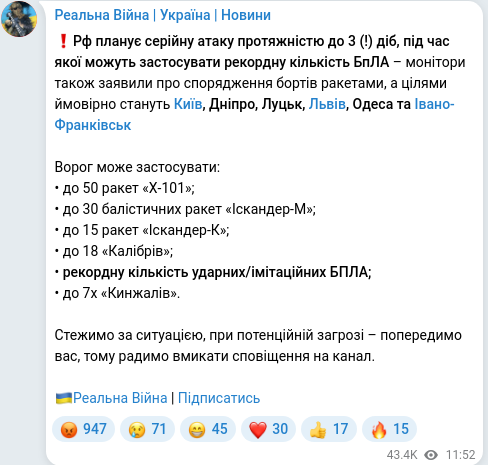 Telegram publication screenshot