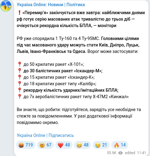 Telegram publication screenshot