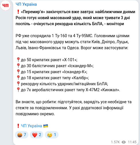 Telegram publication screenshot